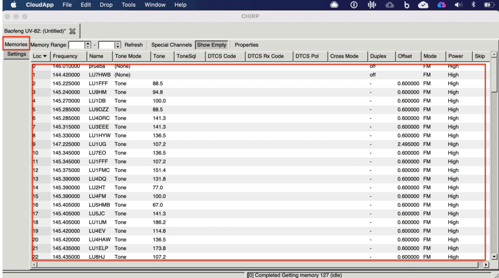 manual chirp programming