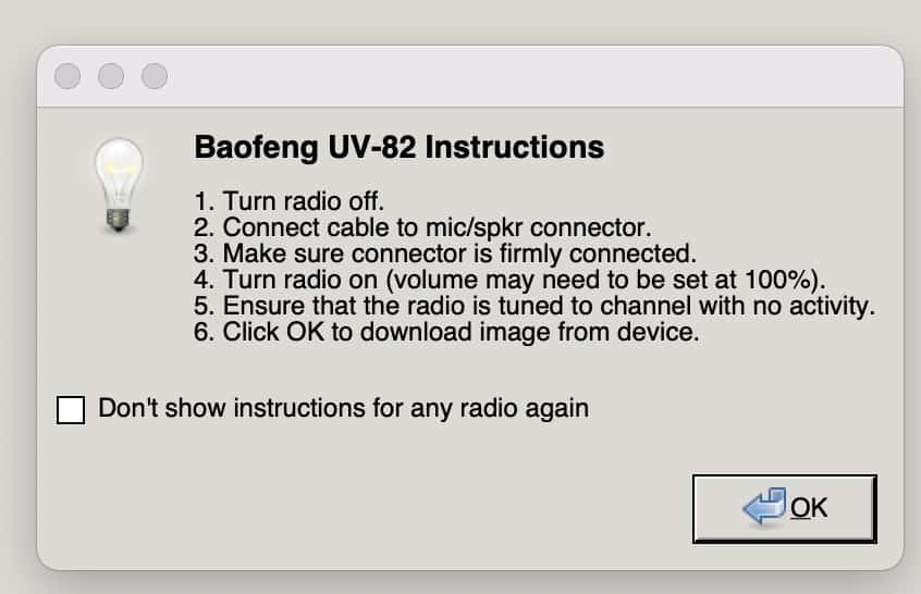 How to program baofeng UV-82 on mac