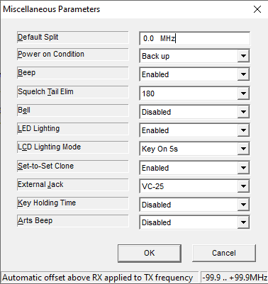 vertex vx-414 programming -miscellaneous parameters