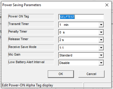 vertex vx-414 programming -power saving parameters