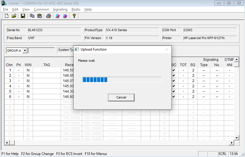 vertex vx-414 programming - read radio configuration