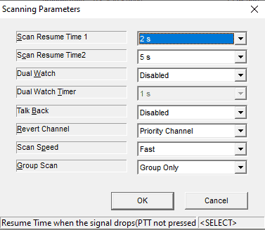 vertex vx-414 programming -scanning parameters