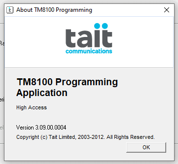 Tait tm8110 specifications - programming software