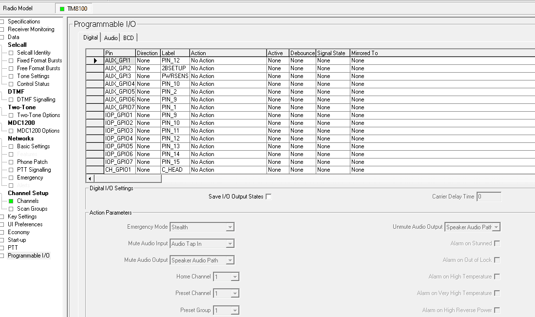 How to program Tait TM8110 - Auxiliary port