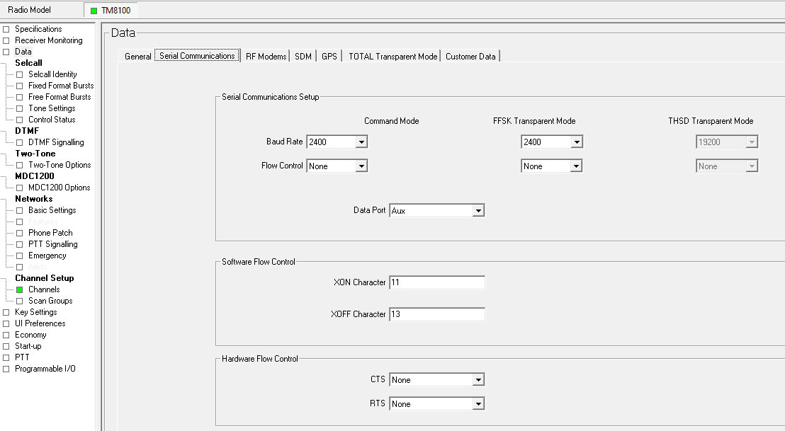 How to program Tait TM8110 - data communication