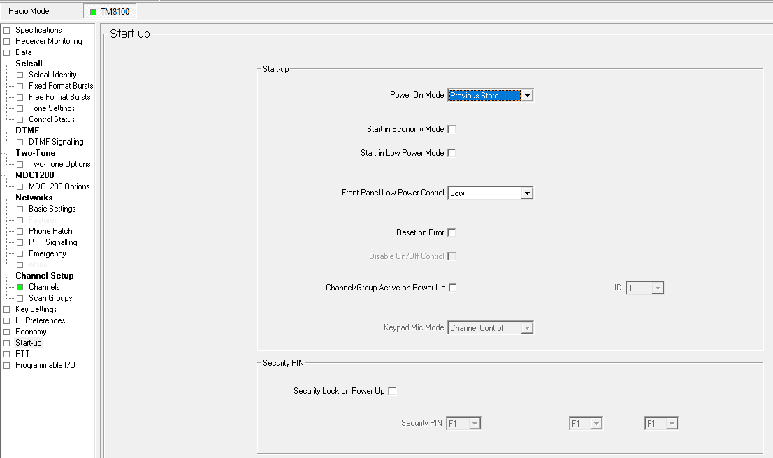 How to program Tait TM8110 - startup status