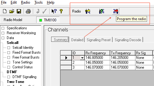 How to program Tait TM8110 - write configuration