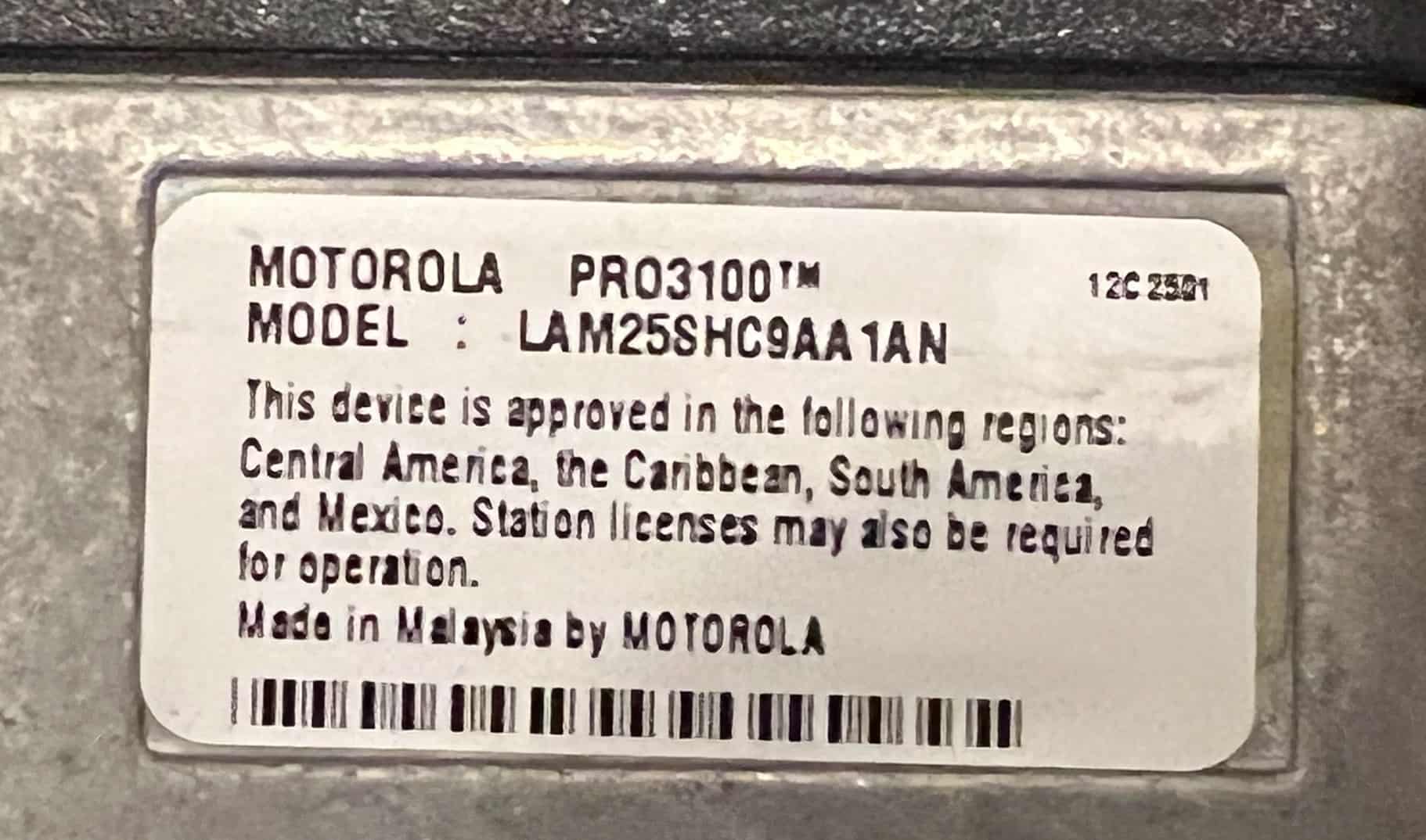 motorola pro3100 specifications - model information