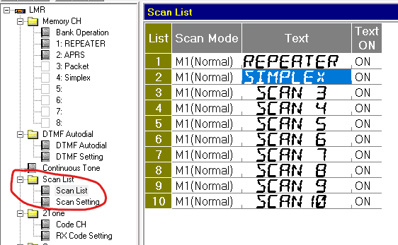 how to program Icom IC-F211 -scan list