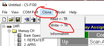 how to program Icom IC-F211 - write radio